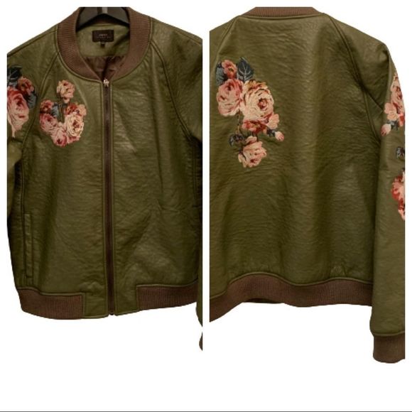 Joe's Collection Women's Embroidered Floral Bomber Jacket size L
